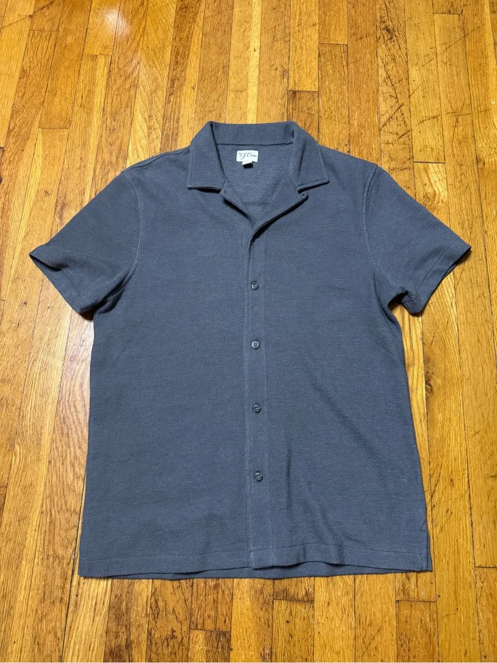 J. Crew Black Textured Camp-Collar Sweater-Tee